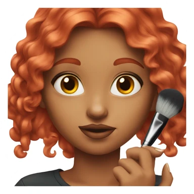 red hair girl doing make up sticker