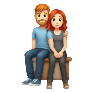 Red hair girl sitting on boyfriend’s lap sticker