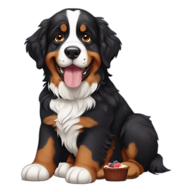 Bernese mountain dog eating cakes sticker