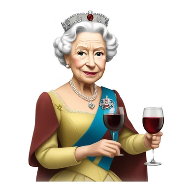 Queen elizabeth holding glass of wine sticker