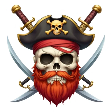 Pirate skull red beard crossed swords sticker