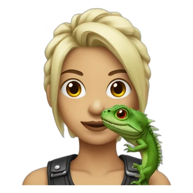 punk woman holding lizard sticker