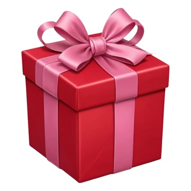 red gift box with pink bow sticker