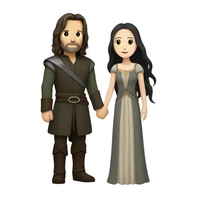 Aragorn and Arwen holding hands sticker