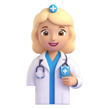 doctor smiling with medical cross badge, 3D emoji style, clean background sticker