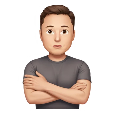 Elon Musk holding his arm out with his eyes crossed ￼ sticker