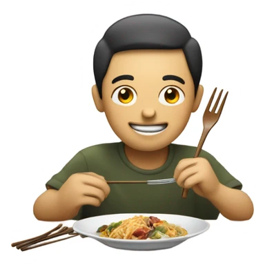 person eating food sticker