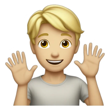 Blonde boy with medium short hair waving to the camera sticker