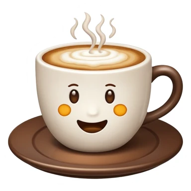 coffee cup on a plate with foamy coffee surface, emoji style, inspired by reference image sticker
