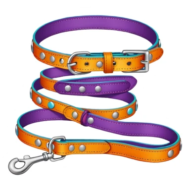 Collar & leash, colorful set. sticker