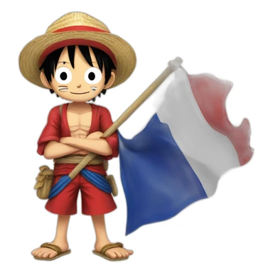 monkey d luffy holding french flag sticker