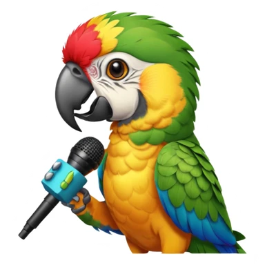 Parrot speaking into mic sticker
