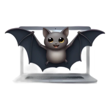 a small bat programming on a laptop sticker