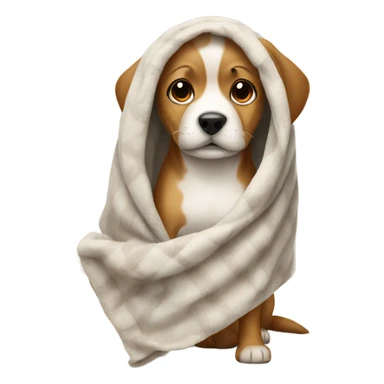 Dog wrapped in blanket sticker