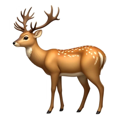 cinematic-[deer]-realistic-full-body-standing on all fours-emoji,-tail-tucked-close,-head-tilted-dramatically,-sleek-[fawn]-fur,-simplified-yet-realistic-focused-features,-highly-detailed,-glowing-with-an-almost-sarcastic-glow big antlers sticker