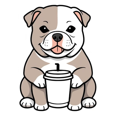 American bully drinking coffee sticker