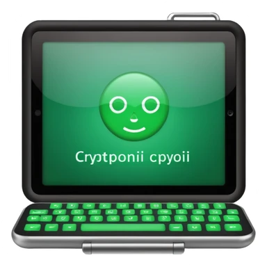 generate an electronic cryptographic device. let the code be written in green on his screen. 4 different versions. do it as efficiently as possible. sticker