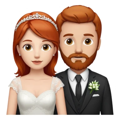 Red hair bride and brown hair groom with beard sticker