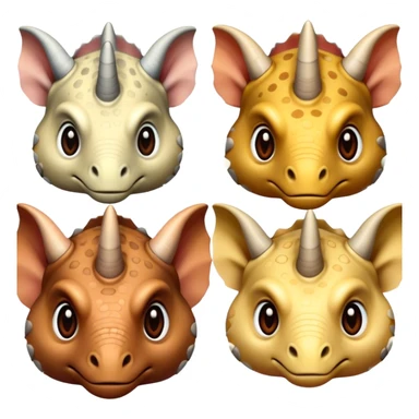 faces of different triceratops sticker