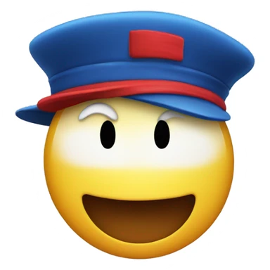 smiley face with blue and red hat sticker