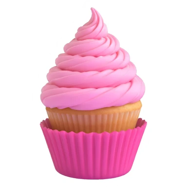 cupcake with pink icing, 3d style, soft shadows, realistic details sticker