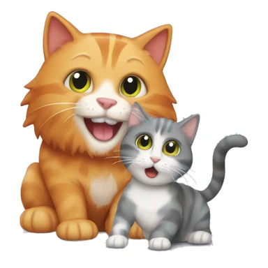 Ginger cat playing with grey cat sticker