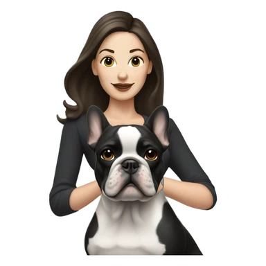 brunette white lady with black french bulldog sticker