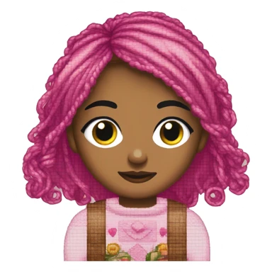 girl in pink cross stitching sticker