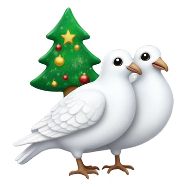 two white doves Christmas tree toy sticker