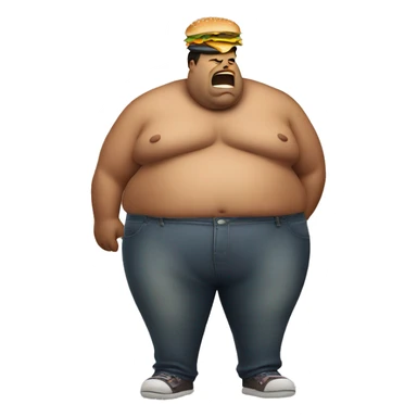fat stinky shirtless man eating burger sticker