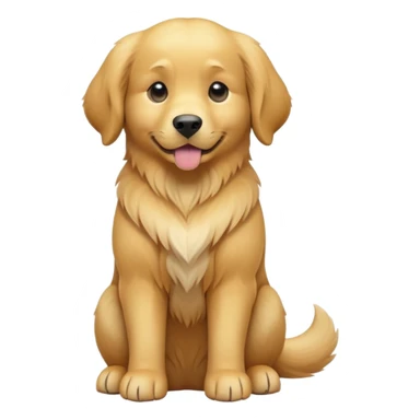 cinematic-[golden retreiver]-realistic-full-body-sitting-emoji,-tail-resting-loosely-beside-its-paws,-head-tilted-dramatically,-sleek-[golden]-fur,-simplified-yet-realistic-focused-features,-highly-detailed,-glowing-with-an-almost-sarcastic-glow sticker