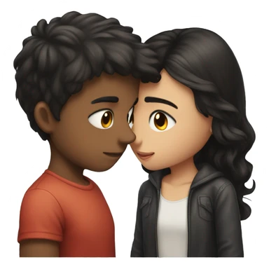 kiss between dark hair well-built boy and dark hair girl sticker