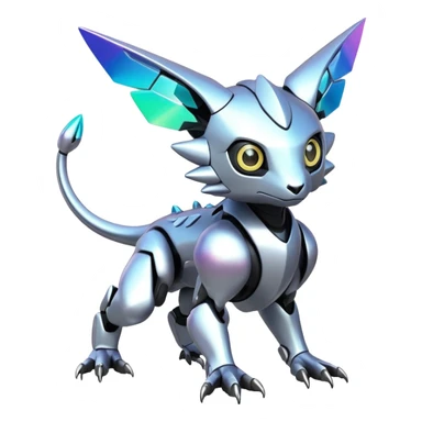  exotic futuristic modern cyber-Fakémon-Digimon-Trico-creature sticker
