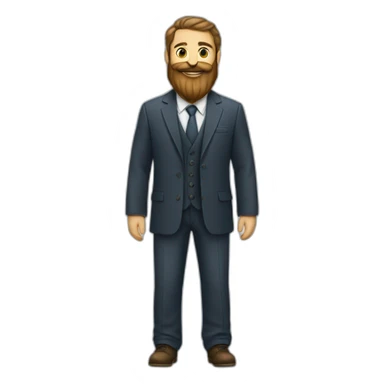 A full body man image with coat and suite having long beard sticker
