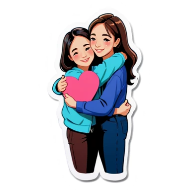 Me and bestie huging sticker