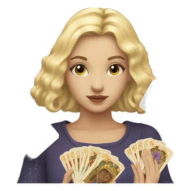 Blonde girl with tarot cards  sticker