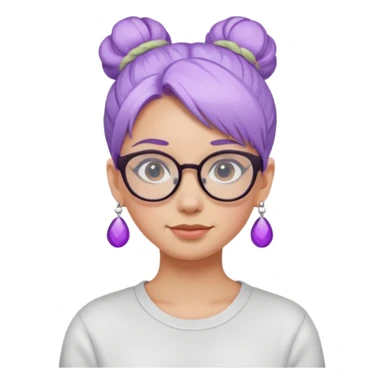 light purple hair girl bun with earrings and glassess sticker