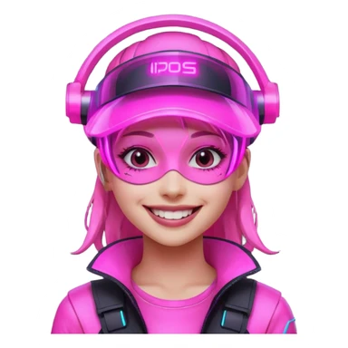 girl neon cyberpunk pink happy sticker