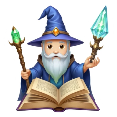 Icon for Fantasy and Sci-Fi Literature: a magical book with glowing pages, surrounded by a dragon, a spaceship, and a wizard with a staff. The icon should capture the adventurous and imaginative world of fantasy and science fiction. Transparent background. sticker
