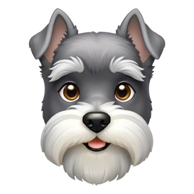 Cinematic Noble Miniature Schnauzer Portrait Emoji, Standing with a proud and stately demeanor, showcasing a sharply defined, salt-and-pepper fur with distinguished eyebrows and a confident, alert expression, simplified yet exquisitely detailed, glowing with a refined, dignified radiance, high shine, exuding intelligence and classic noble charm, soft glowing outline, capturing the essence of a noble Miniature Schnauzer that commands attention with effortless style! sticker