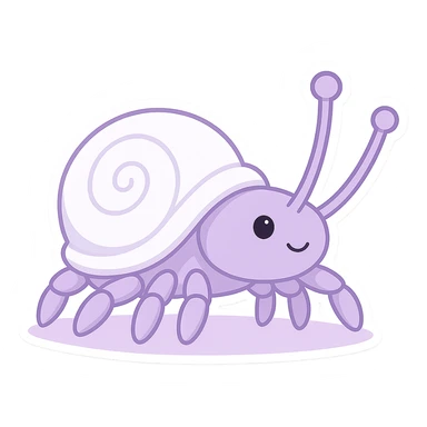 hermit crab should be light violet and the shell should be white with spirals, sticker style sticker