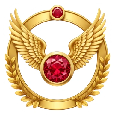 3rd place award number in frame decorated with golden angel  wings and rubby stone sticker