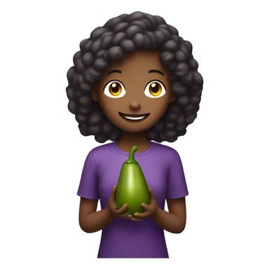 A girl, smiling with a eggplant in her hand sticker