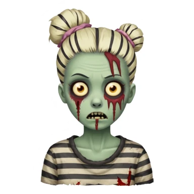 zombie in stripe bun hair sticker
