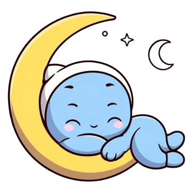 cute cartoon moon sleeping with a nightcap sticker