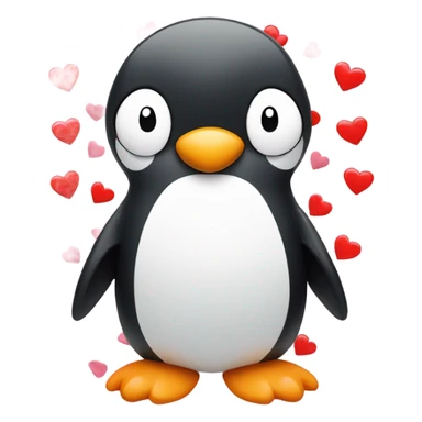 penguin with hearts around it sticker