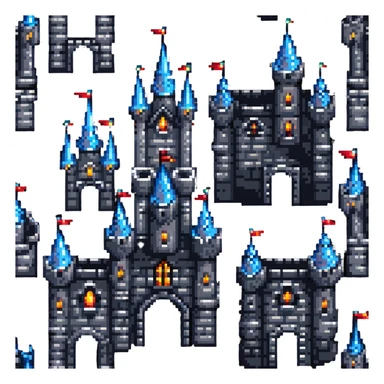 fantasy castle with towers and glowing windows sticker
