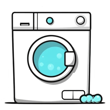 cute washing machine with soapy bubbles sticker