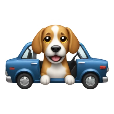 A dog in a car sticker