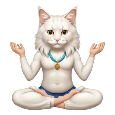 White Maine Coon doing yoga girl sticker